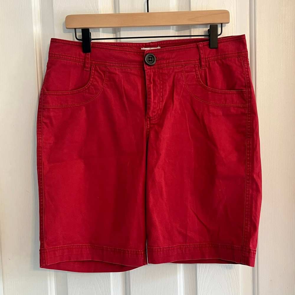 Dockers Womens Red Mid Rise Curvy Fit Cotton Blend Shorts Size 8 356000014